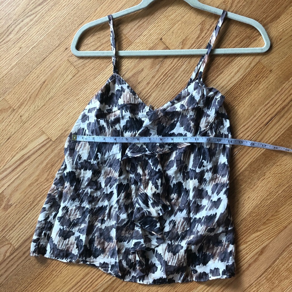 7 For All Mankind Leopard Ruffle Cami Top - Picture 8 of 10